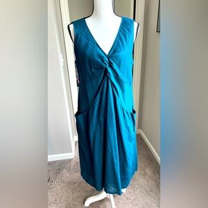 JJill 12 Perfect Linen Sleeveless Dress Dark Teal